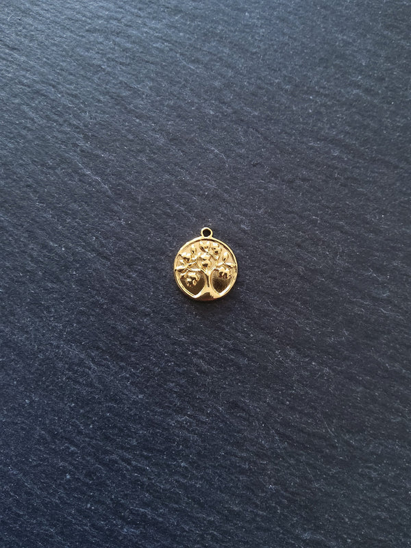 1 or 5 Genuine Gold Plated Stainless Steel Tree of Life Charms 18x15x2mm