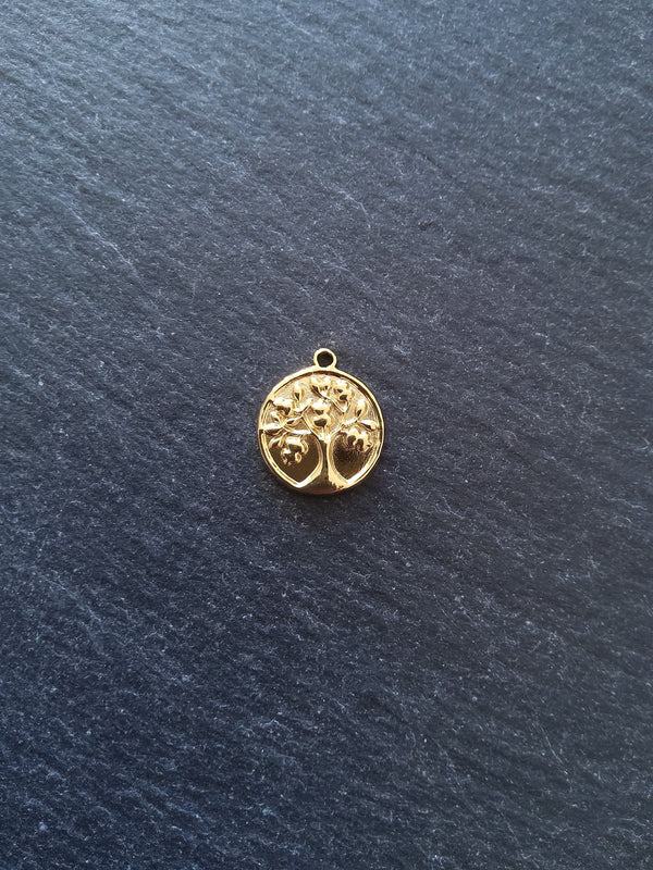 1 or 5 Genuine Gold Plated Stainless Steel Tree of Life Charms 18x15x2mm