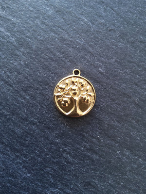 1 or 5 Genuine Gold Plated Stainless Steel Tree of Life Charms 18x15x2mm