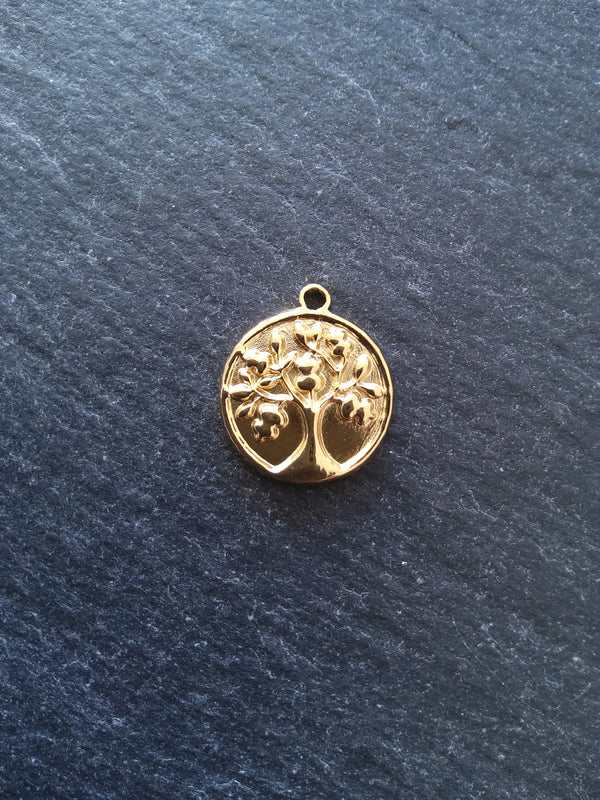 1 or 5 Genuine Gold Plated Stainless Steel Tree of Life Charms 18x15x2mm