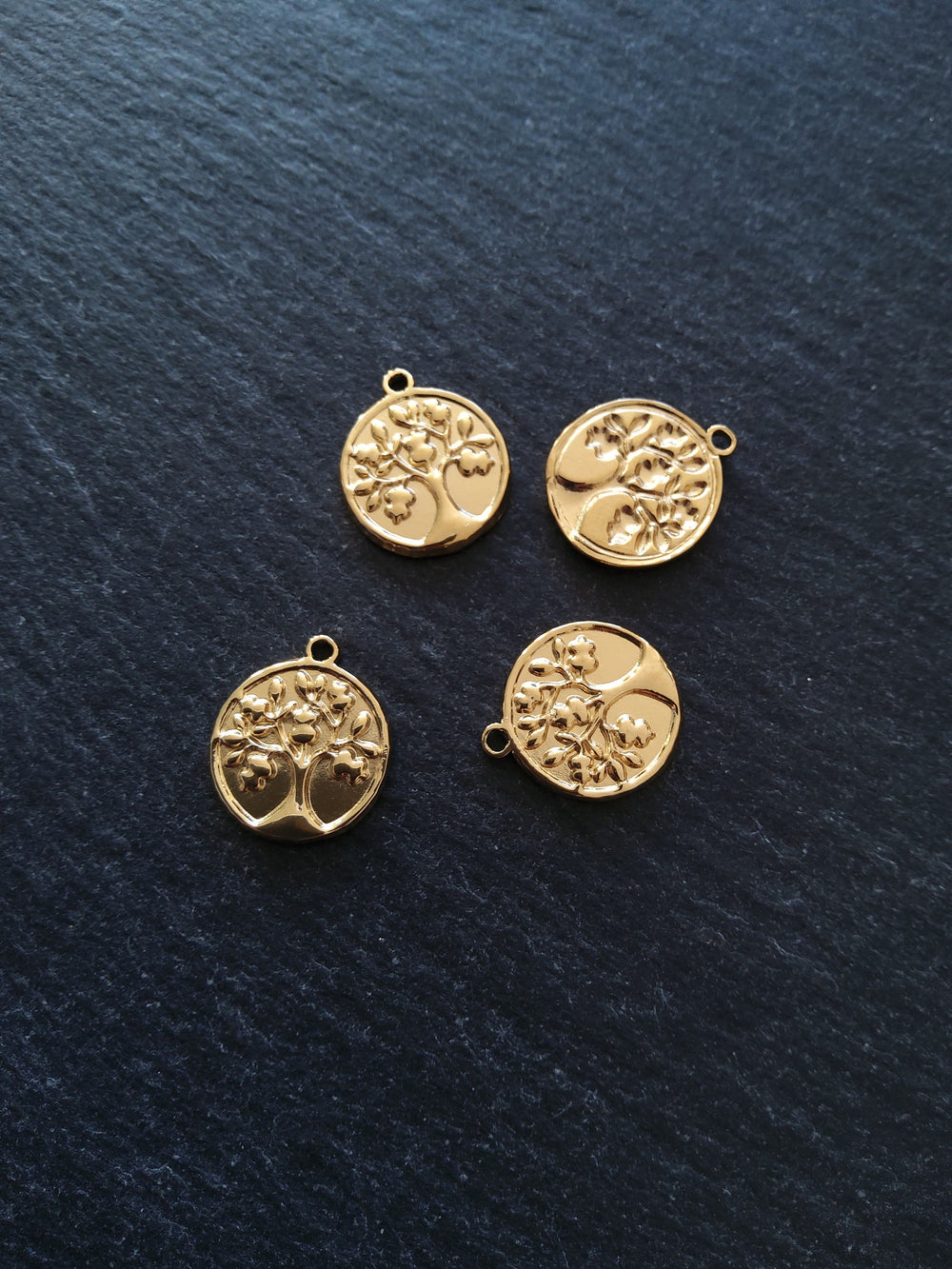 1 or 5 Genuine Gold Plated Stainless Steel Tree of Life Charms 18x15x2mm