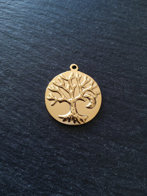 1 or 5 Genuine Gold Plated Stainless Steel Tree of Life Pendants 29x25x2mm Nickel FREE