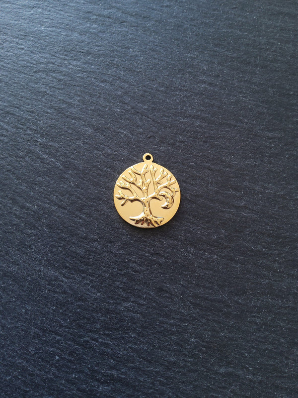 1 or 5 Genuine Gold Plated Stainless Steel Tree of Life Pendants 29x25x2mm Nickel FREE