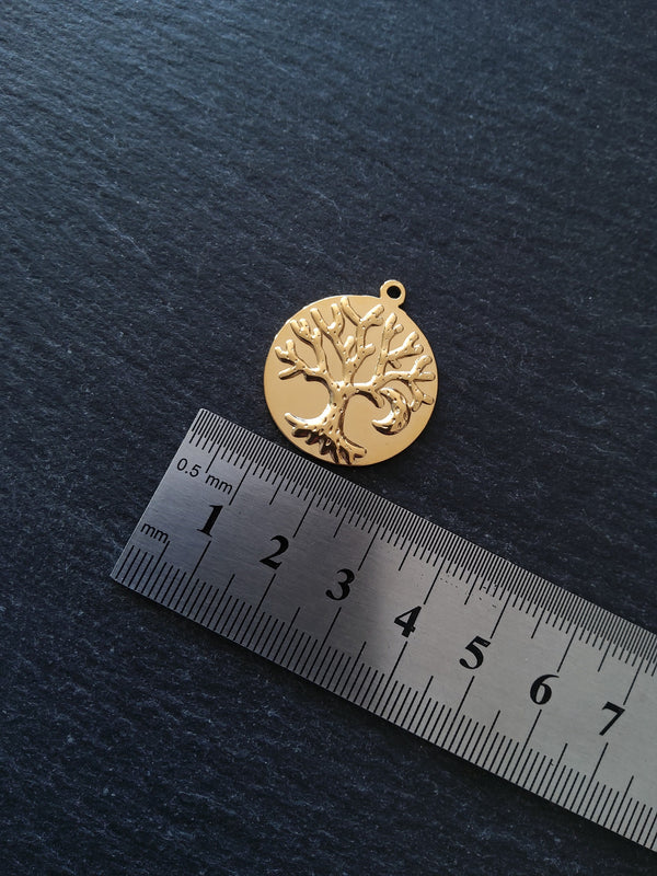 1 or 5 Genuine Gold Plated Stainless Steel Tree of Life Pendants 29x25x2mm Nickel FREE