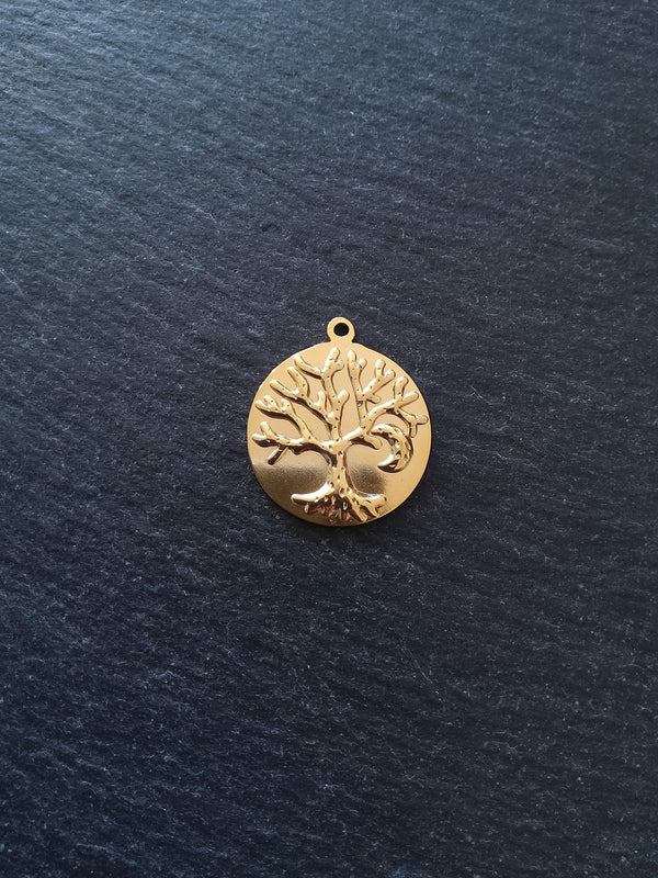 1 or 5 Genuine Gold Plated Stainless Steel Tree of Life Pendants 29x25x2mm Nickel FREE