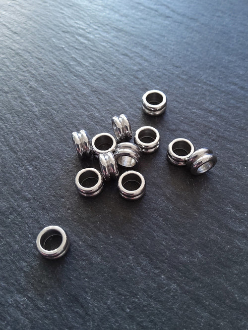 10 or 50 Stainless Steel 8mm Solid Round Macaron Spacer Beads 8x4mm. Hole: 5mm