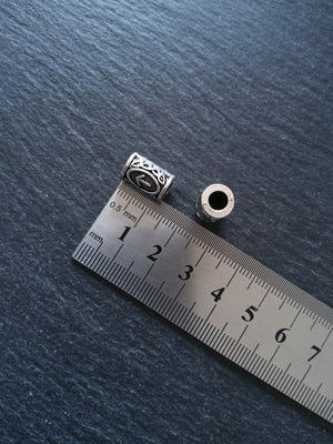 6 or 30 Tiwaz ᛏ or Týr Rune Beads Elder Futhark Antique Silver Tone 13x8mm. Large 4.7mm Hole