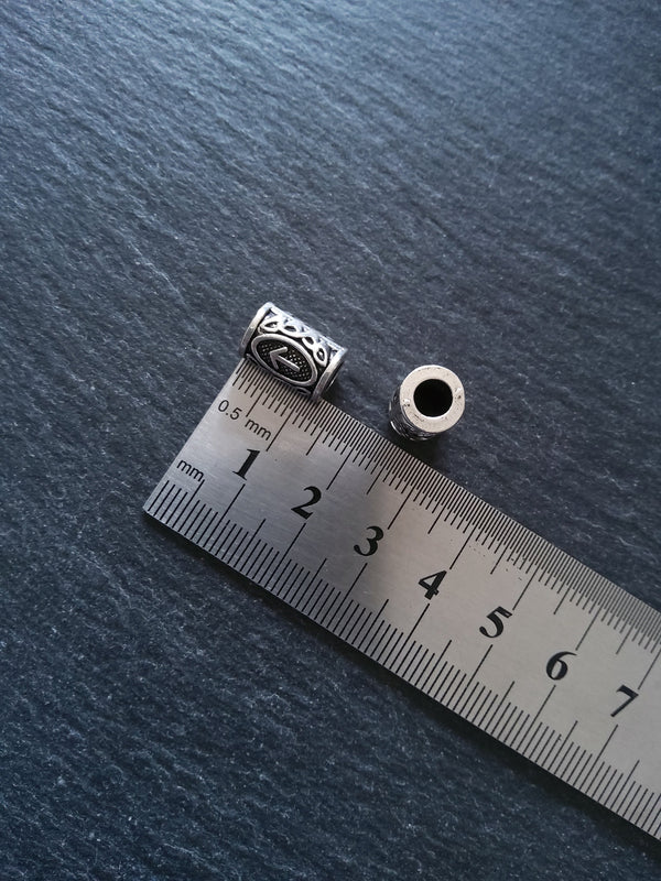 6 or 30 Tiwaz ᛏ or Týr Rune Beads Elder Futhark Antique Silver Tone 13x8mm. Large 4.7mm Hole