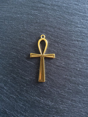 4 or 20 Ankh Pendants Large Golden Egyptian 54x28mm
