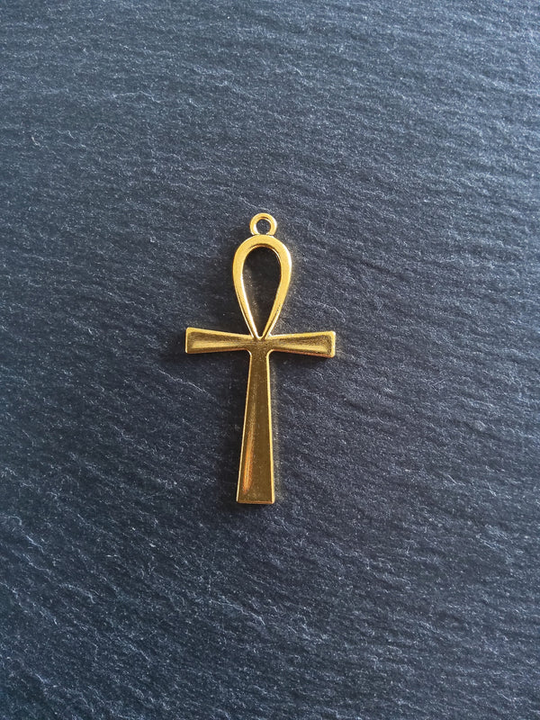 4 or 20 Ankh Pendants Large Golden Egyptian 54x28mm