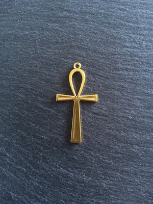 4 or 20 Ankh Pendants Large Golden Egyptian 54x28mm