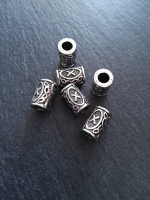 6 or 30 Gebo X Rune Beads Elder Futhark Antique Silver Tone 13x8mm. Large 4.7mm Hole