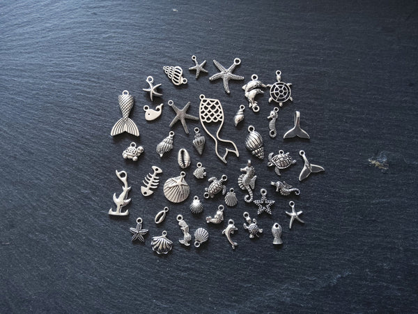 Under The Sea Collection - 40 Antique Silver Tone Alloy Charms