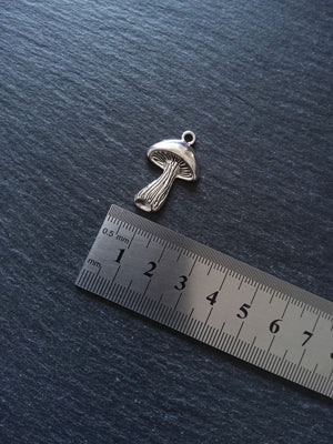 6 or 30 Mushroom Charms Antique Silver Tone 29x18mm