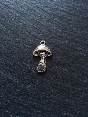 6 or 30 Mushroom Charms Antique Silver Tone 29x18mm