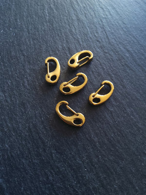1 or 5 Small Golden Surgical Stainless Steel Push Gate Clasps 16x8x4.5mm
