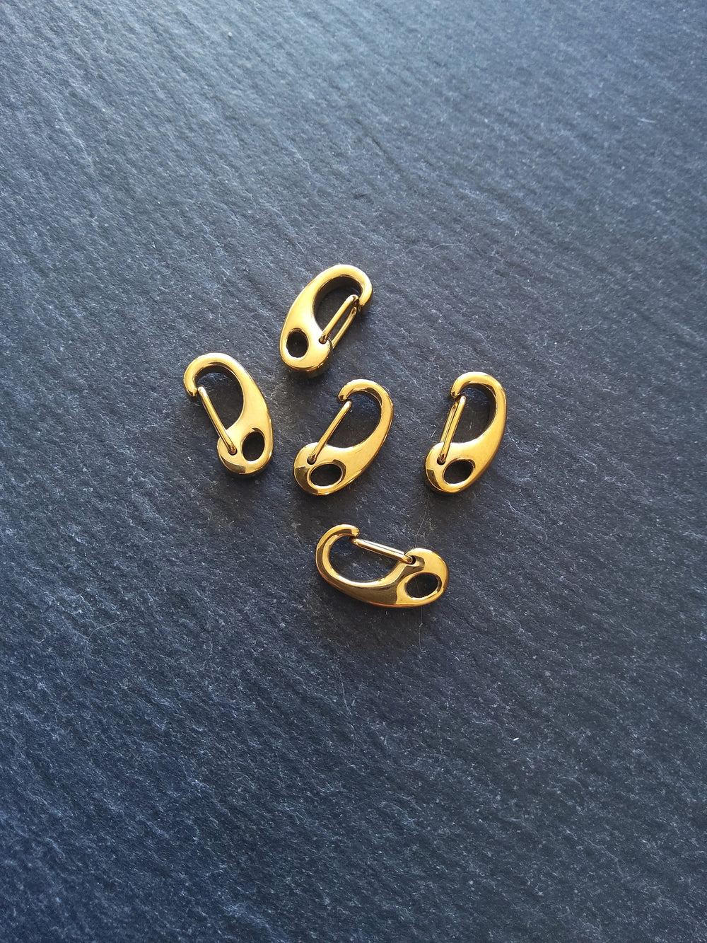 1 or 5 Small Golden Surgical Stainless Steel Push Gate Clasps 16x8x4.5mm