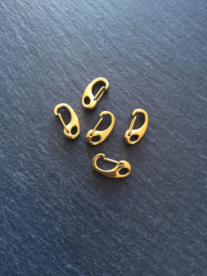 1 or 5 Small Golden Surgical Stainless Steel Push Gate Clasps 16x8x4.5mm