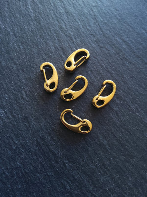 1 or 5 Small Golden Surgical Stainless Steel Push Gate Clasps 16x8x4.5mm