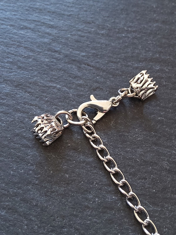 Patterned Silver Tone Alloy Crimp End Sets for 6mm or 16mm Ribbon