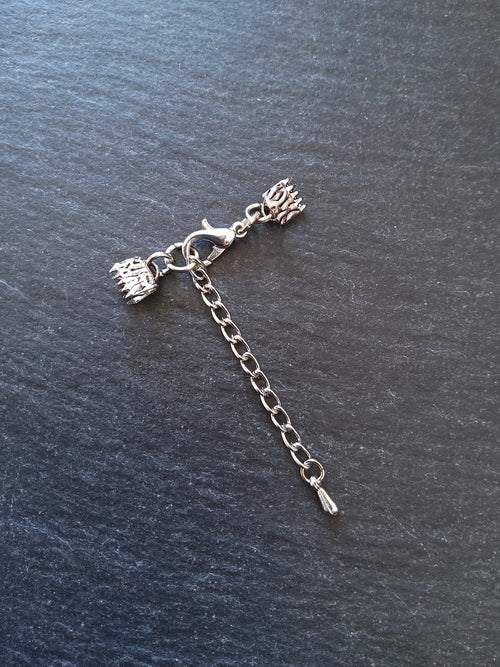 Patterned Silver Tone Alloy Crimp End Sets for 6mm or 16mm Ribbon