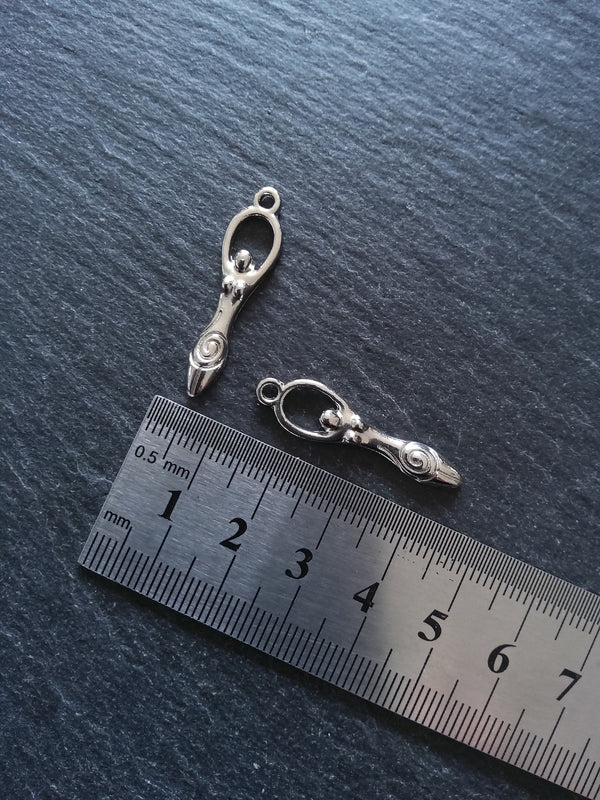 10 or 50 Silver Tone Spiral Goddess Long Pendants Charms 33x9mm