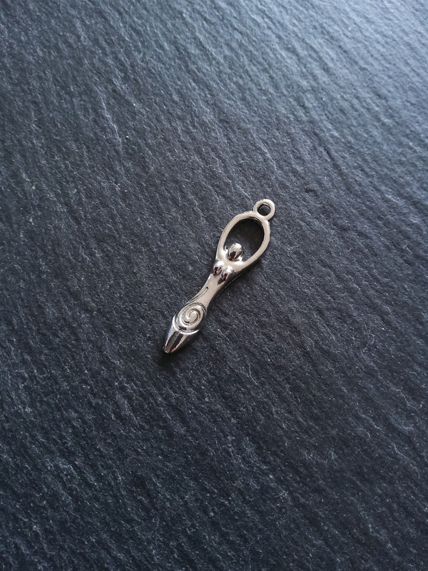 10 or 50 Silver Tone Spiral Goddess Long Pendants Charms 33x9mm