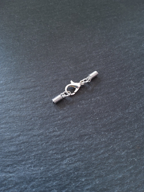 6 or 30 Bright Silver Plated COIL Crimp End Sets for 1mm to 1.5mm Cord (1.8mm coil ends)