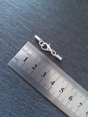 6 or 30 Bright Silver Plated COIL Crimp End Sets for 1mm to 1.5mm Cord (1.8mm coil ends)