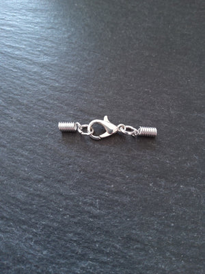 6 or 30 Bright Silver Plated COIL Crimp End Sets for 1mm to 1.5mm Cord (1.8mm coil ends)