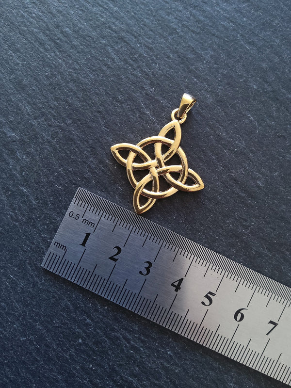 1 or 5 Gold Stainless Steel Witches Knot Pendant 34x30x2mm