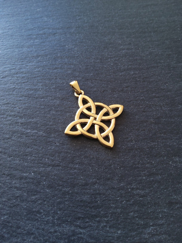 1 or 5 Gold Stainless Steel Witches Knot Pendant 34x30x2mm
