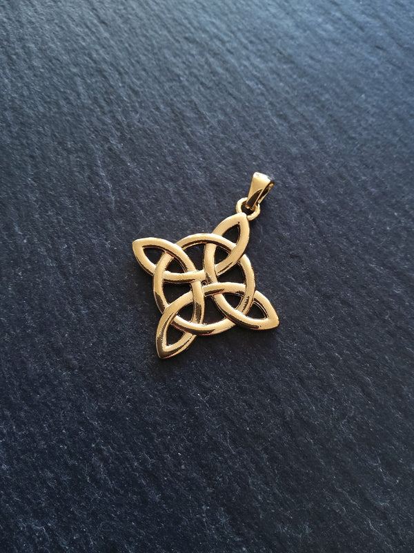 1 or 5 Gold Stainless Steel Witches Knot Pendant 34x30x2mm