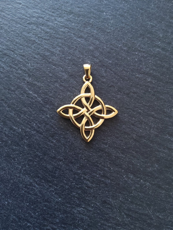 1 or 5 Gold Stainless Steel Witches Knot Pendant 34x30x2mm