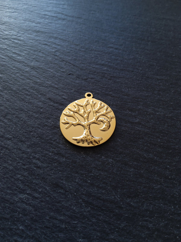 1 or 5 Genuine Gold Plated Stainless Steel Tree of Life Pendants 29x25x2mm Nickel FREE