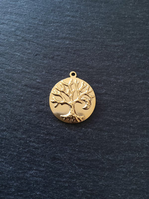 1 or 5 Genuine Gold Plated Stainless Steel Tree of Life Pendants 29x25x2mm Nickel FREE