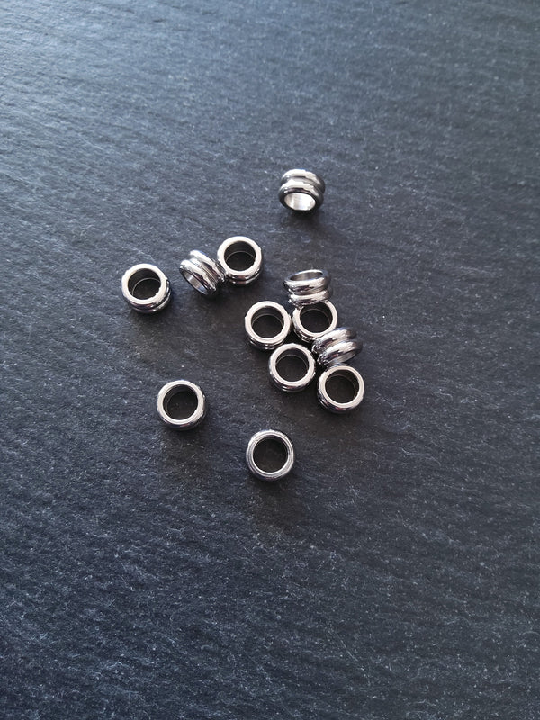 10 or 50 Stainless Steel 8mm Solid Round Macaron Spacer Beads 8x4mm. Hole: 5mm