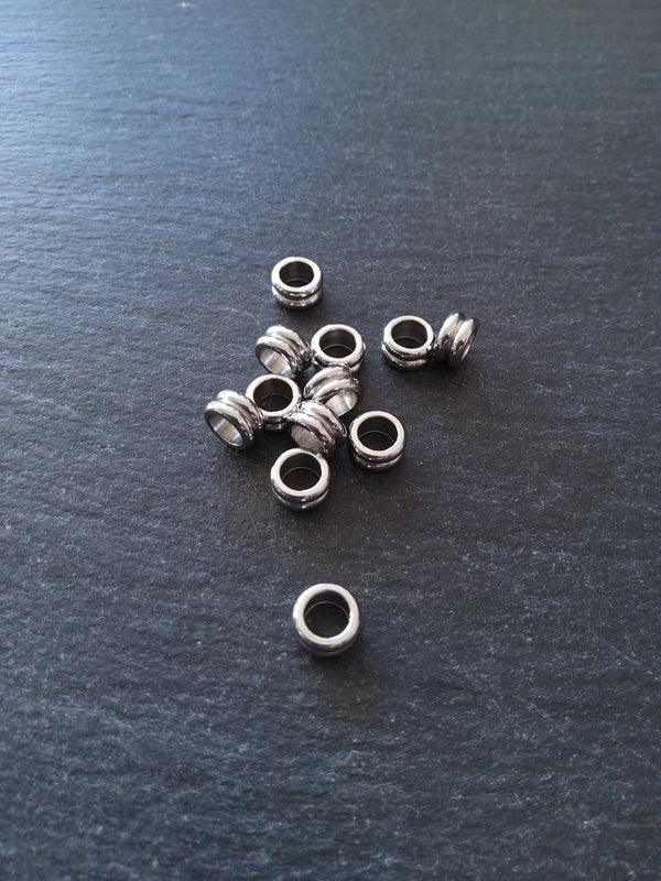 10 or 50 Stainless Steel 8mm Solid Round Macaron Spacer Beads 8x4mm. Hole: 5mm
