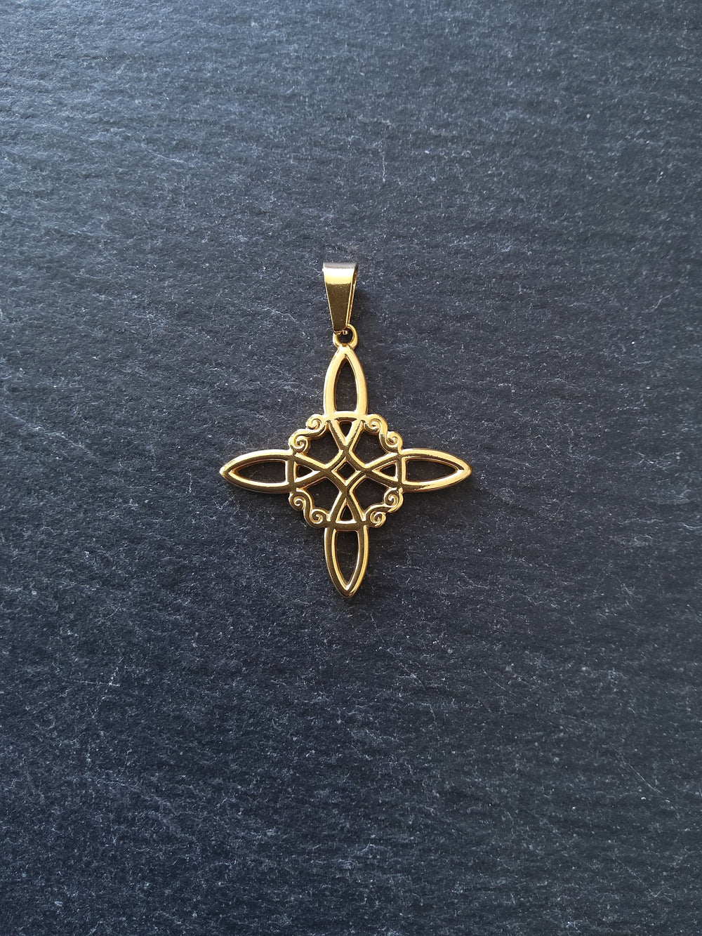 1 or 5 Gold Stainless Steel Witches Knot Pendant 32x29mm