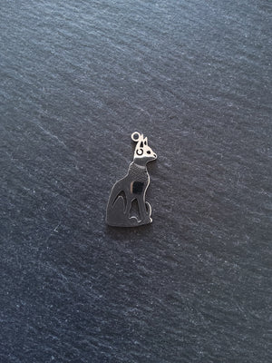 2 or 10 Stainless Steel Egyptian Cat Goddess Bastet Charms 30x15mm