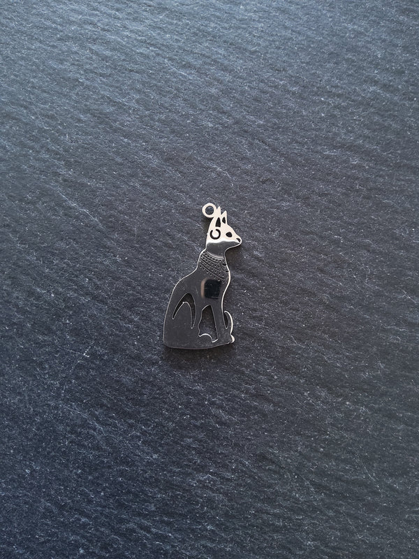 2 or 10 Stainless Steel Egyptian Cat Goddess Bastet Charms 30x15mm
