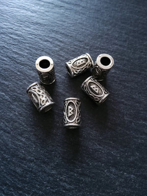 6 or 30 Berc ᛒ or Berkana Rune Beads Elder Futhark Antique Silver Tone 13x8mm. Large 4.7mm Hole