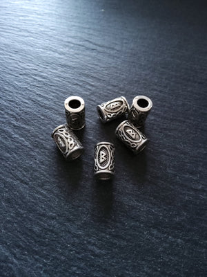6 or 30 Berc ᛒ or Berkana Rune Beads Elder Futhark Antique Silver Tone 13x8mm. Large 4.7mm Hole