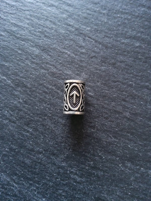 6 or 30 Tiwaz ᛏ or Týr Rune Beads Elder Futhark Antique Silver Tone 13x8mm. Large 4.7mm Hole