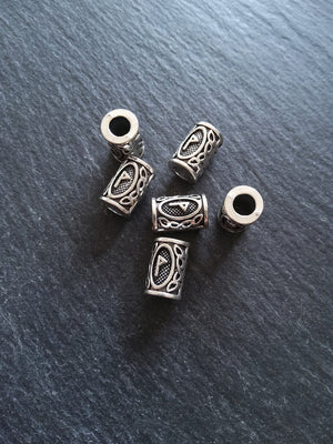 6 or 30 Wunjo ᚹ Rune Beads Elder Futhark Antique Silver Tone 13x8mm. Large 4.7mm Hole
