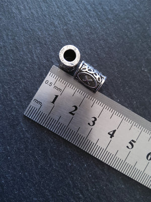 6 or 30 Gebo X Rune Beads Elder Futhark Antique Silver Tone 13x8mm. Large 4.7mm Hole