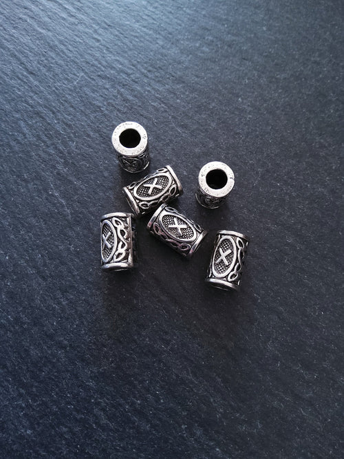 6 or 30 Gebo X Rune Beads Elder Futhark Antique Silver Alloy 13x8mm Hole: 4.7mm