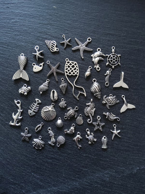 Under The Sea Collection - 40 Antique Silver Tone Alloy Charms