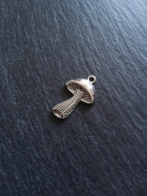 6 or 30 Mushroom Charms Antique Silver Tone 29x18mm