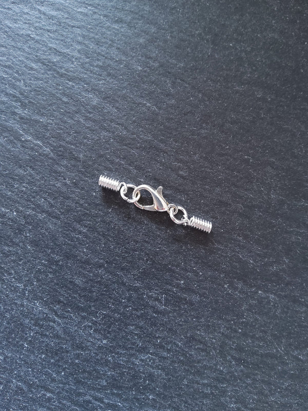 6 or 30 Bright Silver Plated COIL Crimp End Sets for 1mm to 1.5mm Cord (1.8mm coil ends)